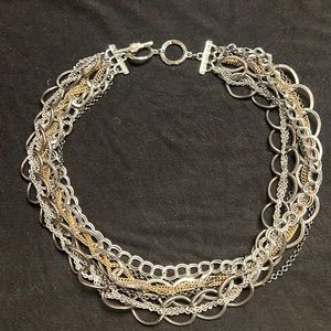 Multi strand mixed medal necklace